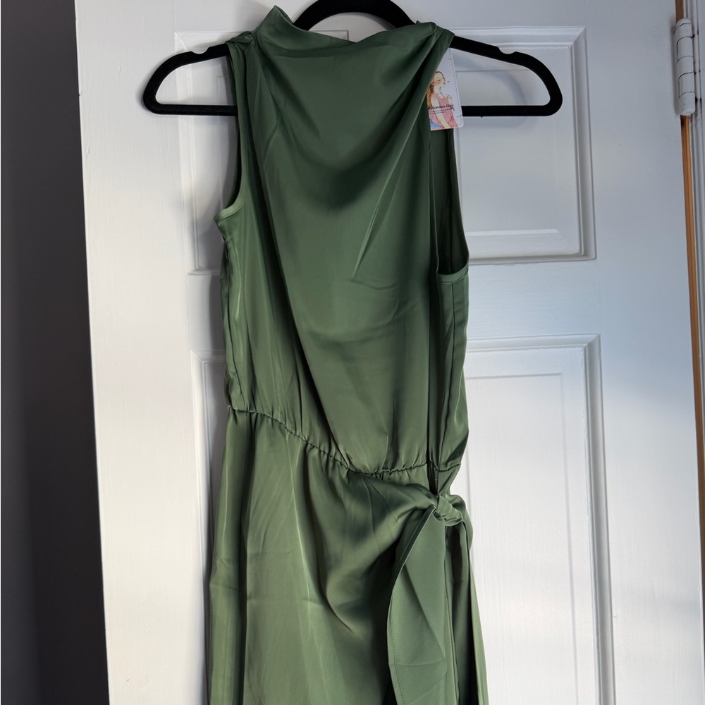 Olive green sleeveless mini dress